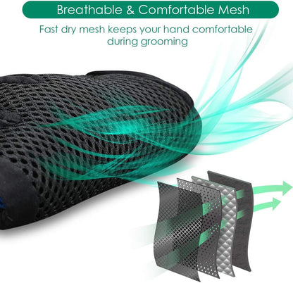 Pet Hair Removal Glove with 255 Silicone Tips for Dogs & Cats, 1 Pair Green