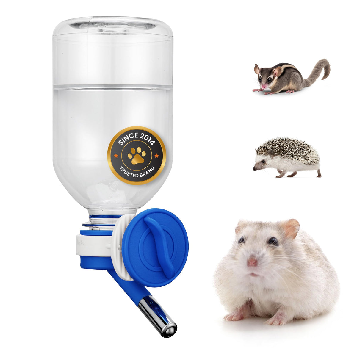 Choco Nose No-Drip Small Animal Water Bottle - Leak-Proof Patented Nozzle Helps Prevent Pet Cage Mess & Wet Bedding - Guinea Pig, Rabbit, Ferret, Hamster - BPA Free, Easy Install, 10.2 fl oz (C128)