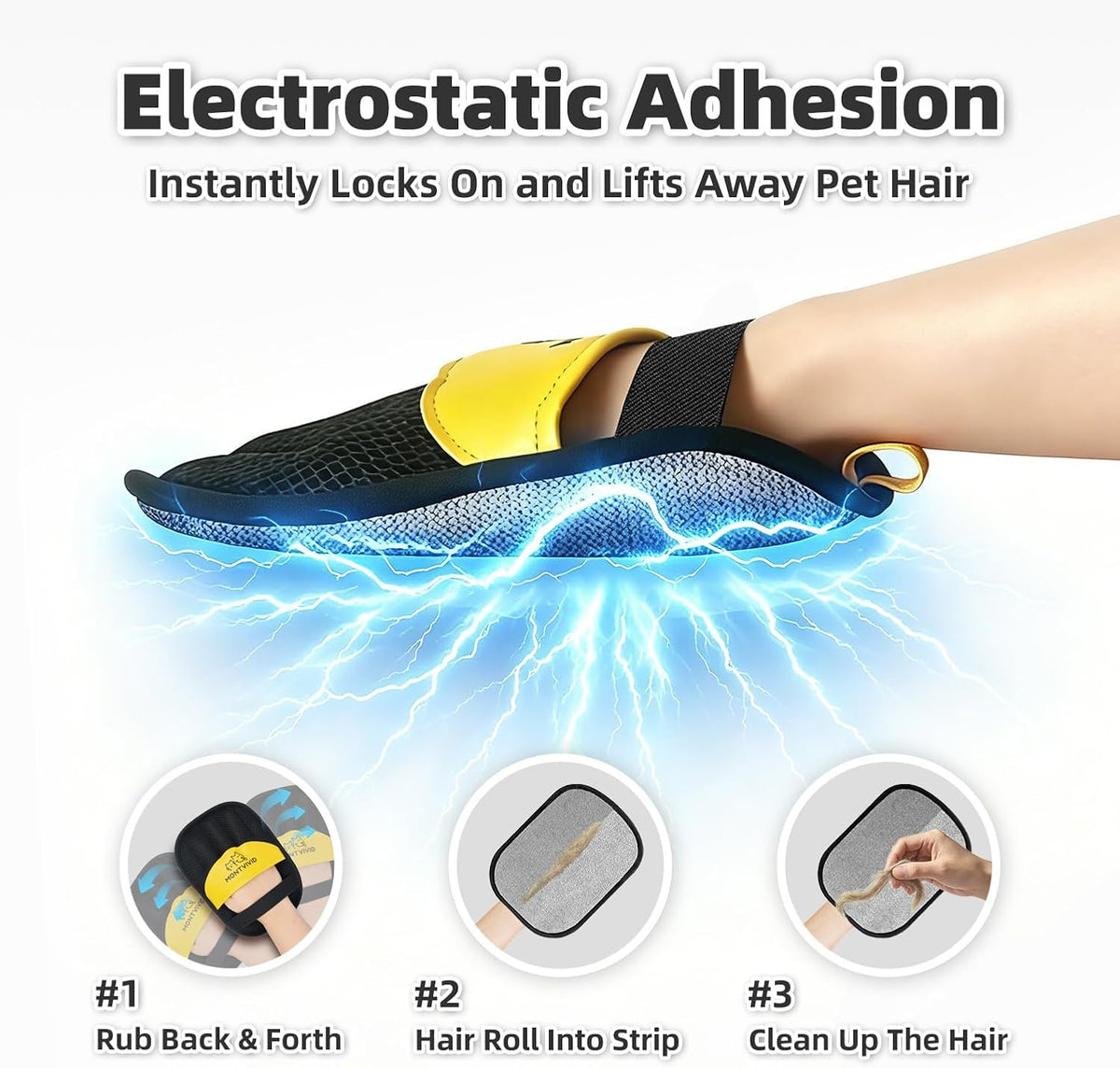 Pet Hair Removal Glove for Cats & Dogs,Newly Upgraded electrostatic pet Hair Remover Glove, Reusable Magic Brush Pet Hair Remover Tool for Furniture,Couch,Carpets,Laundry,Car Seat (1)