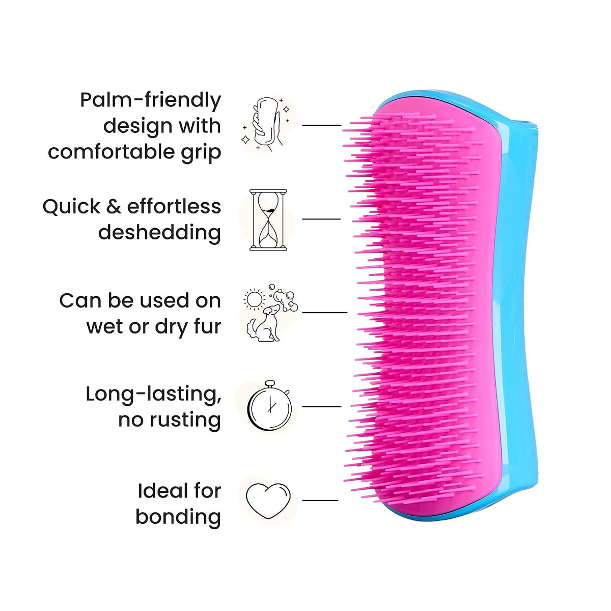 Pet Teezer De-Shedding Dog Brush for Long Hair Breeds, Large, Blue & Pink