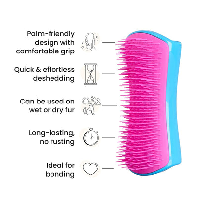 Pet Teezer De-Shedding Dog Brush for Long Hair Breeds, Large, Blue & Pink