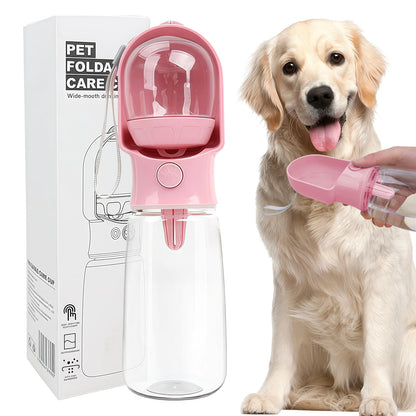 Blue Large Portable Dog Water Bottle(17oz) with Food Container