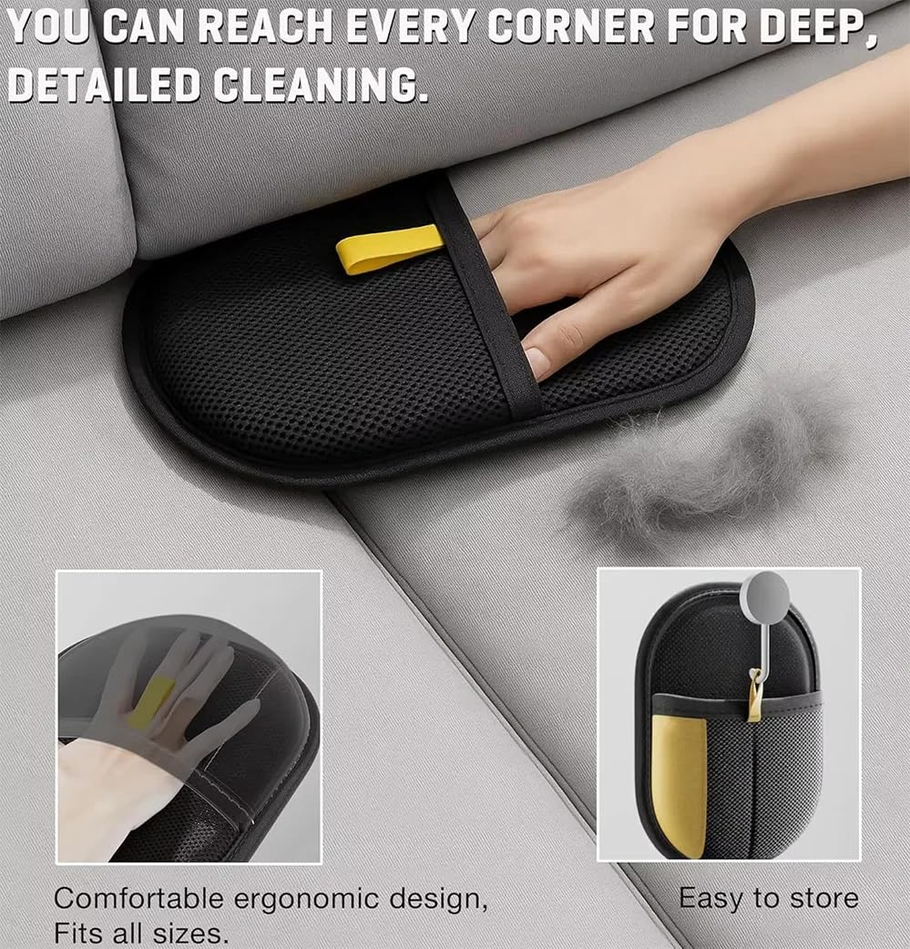JOORY Upgraded Pet Hair Removal Glove with Static Technology, 8.5-Inch Wide Coverage, Dual Directional Brushes, Washable Black Grooming Mitt for Dogs and Cats.