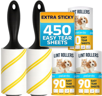 Lint Rollers for Pet Hair, White, Sticky Remover for Couch, Clothes, Furniture and Carpet, Dog and Cat Fur Remover, Animal Fuzz, 5 Large Sticky Rollers