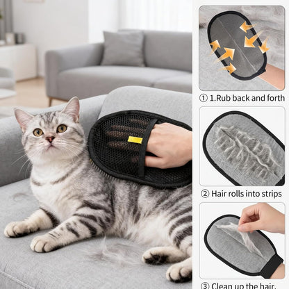 2Pcs Pet Hair Removal Glove Reusable Pet Glove Electrostatic Pet Grooming Remover for Cats and Dogs Extra Large Size for Couch Carpet Car Seat Clothes Laundry