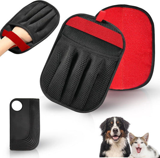 Pet Hair Remover Glove with Silicone Scraper – Reusable Electrostatic Lint & Fur Remover for Dog & Cat Hair on Couch, Carpet, Car Seat, Clothes & Laundry