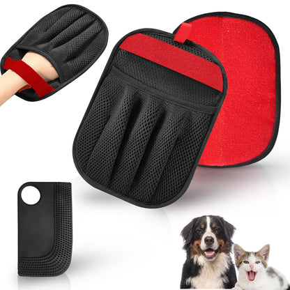 Pet Hair Remover Glove with Silicone Scraper – Reusable Electrostatic Lint & Fur Remover for Dog & Cat Hair on Couch, Carpet, Car Seat, Clothes & Laundry