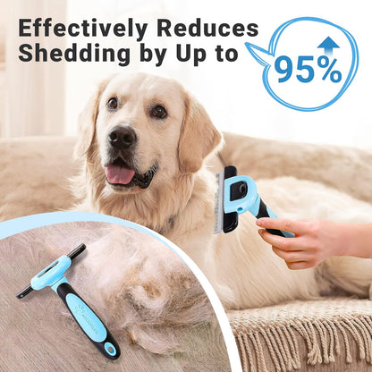 MIU COLOR Pet Grooming Brush, Deshedding Tool for Dogs & Cats, Blue