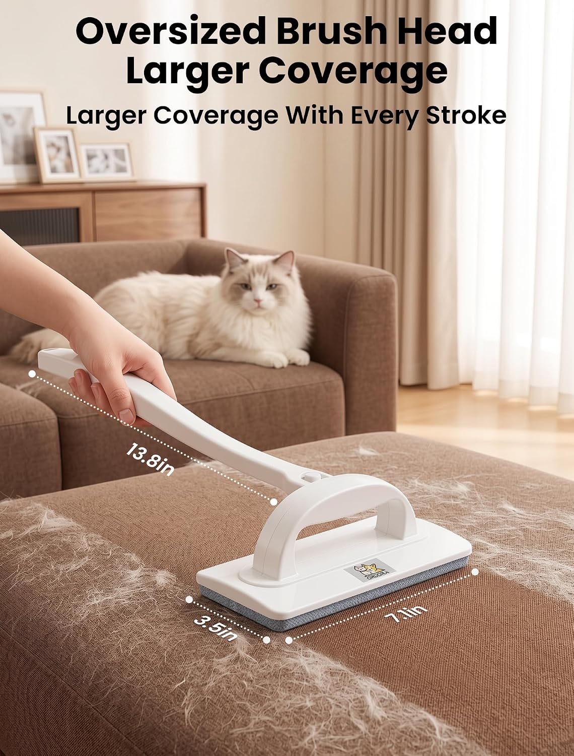 ORDORA Reusable Pet Hair Remover Brush for Furniture, Dog & Cat Fur