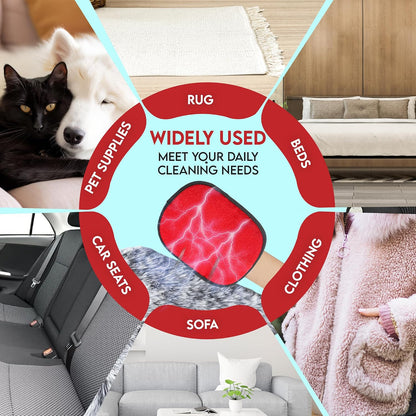 Pet Hair Remover Glove with Silicone Scraper – Reusable Electrostatic Lint & Fur Remover for Dog & Cat Hair on Couch, Carpet, Car Seat, Clothes & Laundry