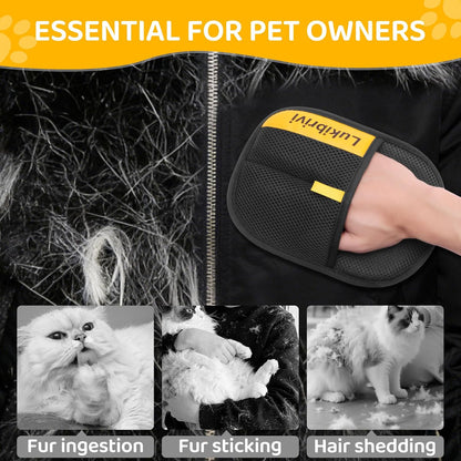Pet Hair Removal Glove for Dogs & Cats - Upgraded Reusable Electrostatic Pet Hair Glove, Gentle Grooming Mitt, Pet Hair Remover Tool for Laundry, Couch, Carpet & Car Seat,2 Pack