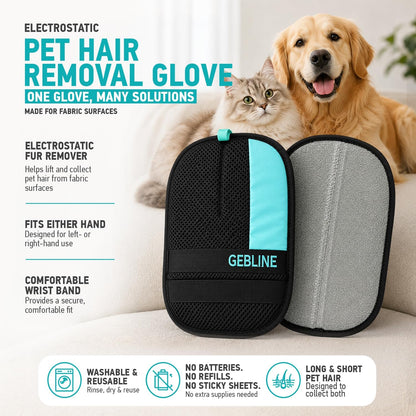 Pet Hair Remover Glove for Furniture & Upholstery, Dog Hair Remover for Couch, Cat Hair Remover for Furniture, Electrostatic Fur Remover, Reusable Pet Hair Remover for Fabrics, 2 Gloves