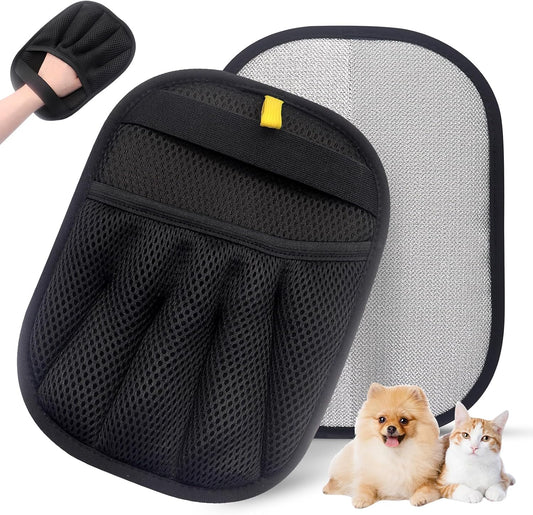 Pet Hair Removal Glove, Five‑Finger Fixed Static Pet Grooming Mitt, Breathable Mesh Back Deshedding Glove, Washable Reusable Fur Remover Tool for Dogs and Cats