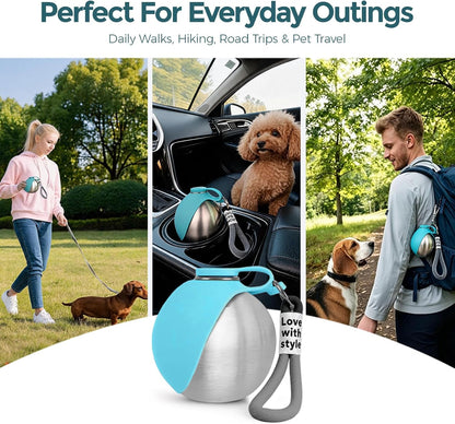 10oz Portable Dog Water Bottle, Leakproof Stainless Steel Travel Bottle