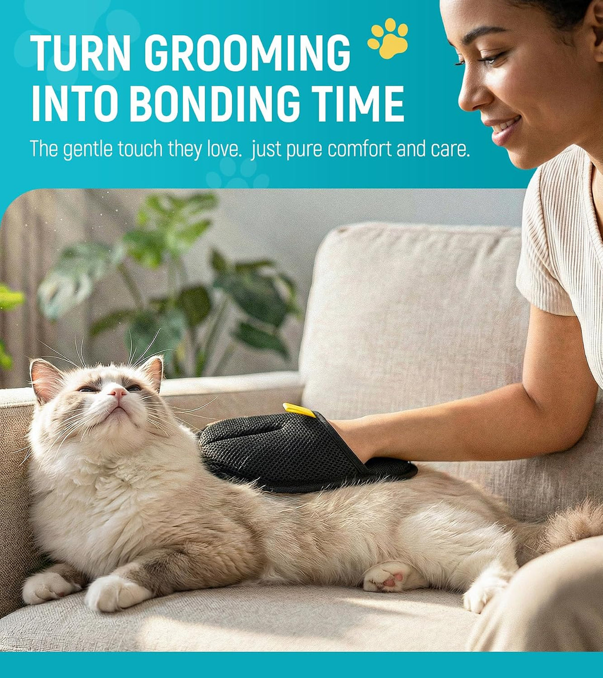 Pet Hair Removal Glove for Cat & Dog, Reusable Electrostatic Hair Remover