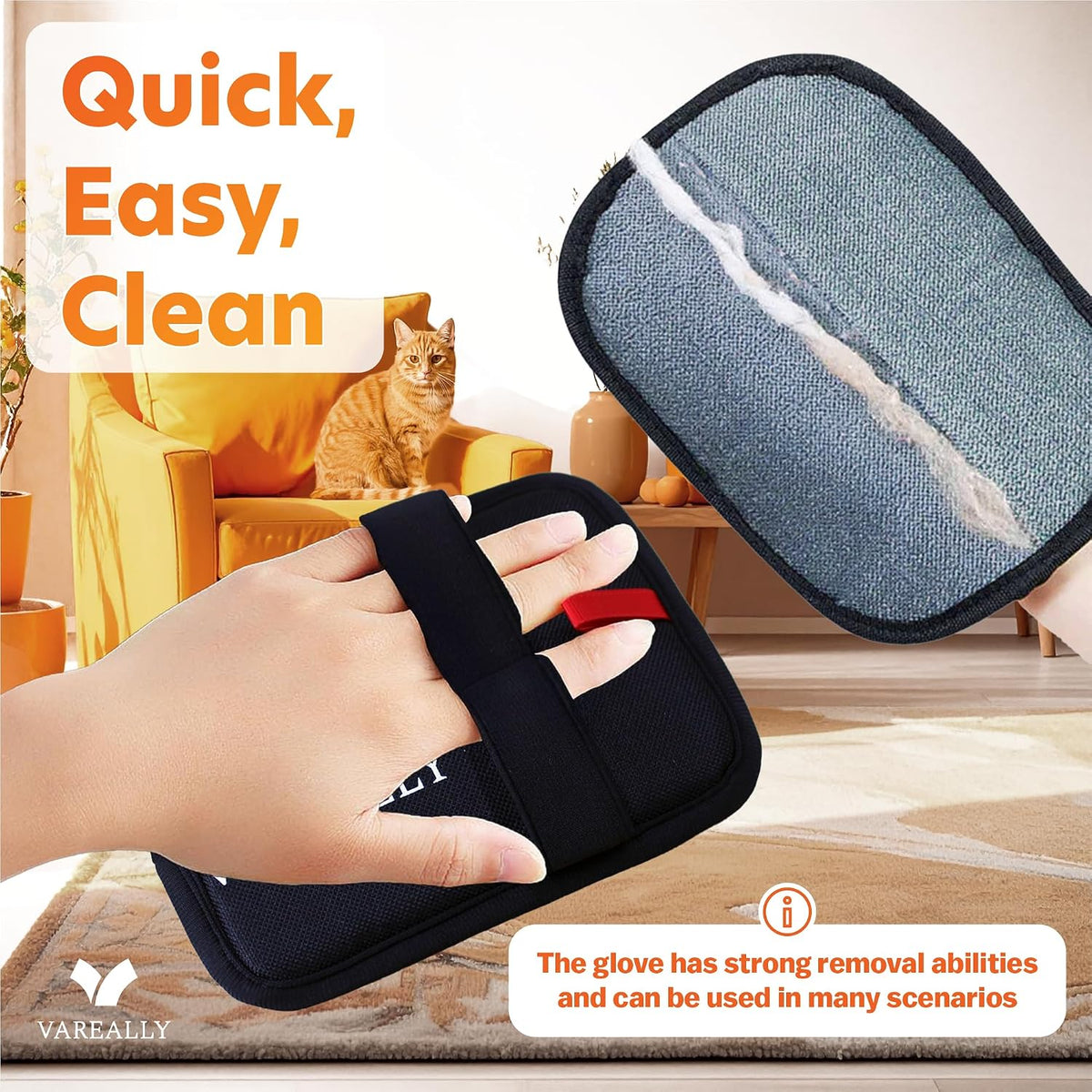 Pet Hair Removal Glove – Reusable Electrostatic Grooming Gloves for Dogs & Cats – Pet Hair Removal Dog Hair Remover