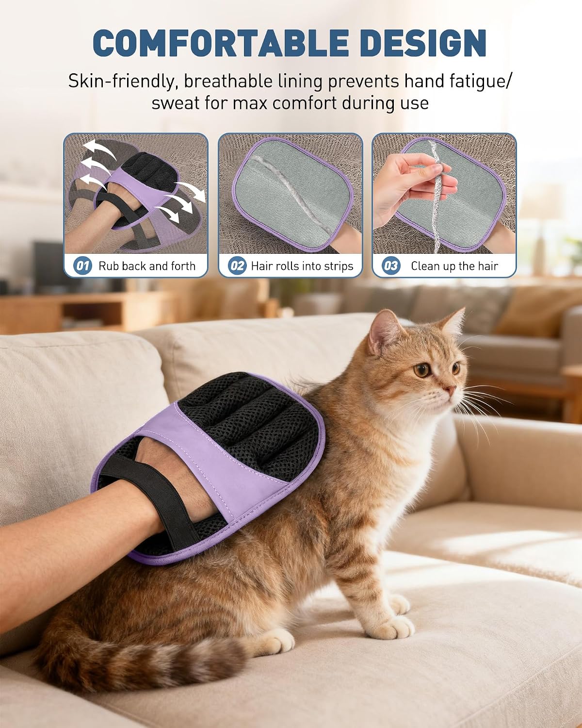 Magic Brush Glove Pet Hair, 2 Pack Removal Tool for Dogs and Cats