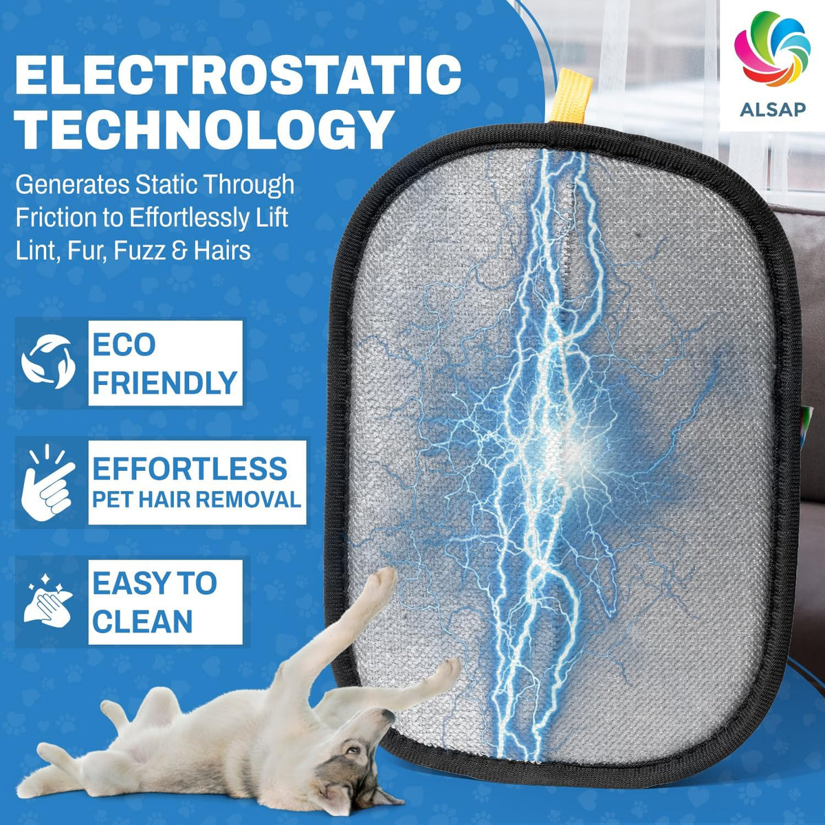 Pet Hair Removal Gloves for Dogs & Cats | Electrostatic Reusable Fur Remover Mitt for Furniture, Carpet & Clothes, Couch Car| Pet Fur Cleaning Tool with Carpet Scraper (Black - 1 Pc)