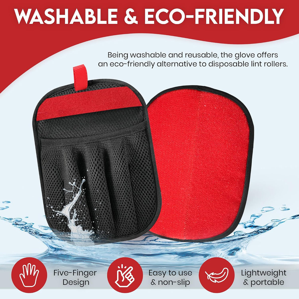 Pet Hair Remover Glove with Silicone Scraper – Reusable Electrostatic Lint & Fur Remover for Dog & Cat Hair on Couch, Carpet, Car Seat, Clothes & Laundry