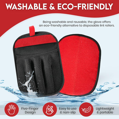 Pet Hair Remover Glove with Silicone Scraper – Reusable Electrostatic Lint & Fur Remover for Dog & Cat Hair on Couch, Carpet, Car Seat, Clothes & Laundry