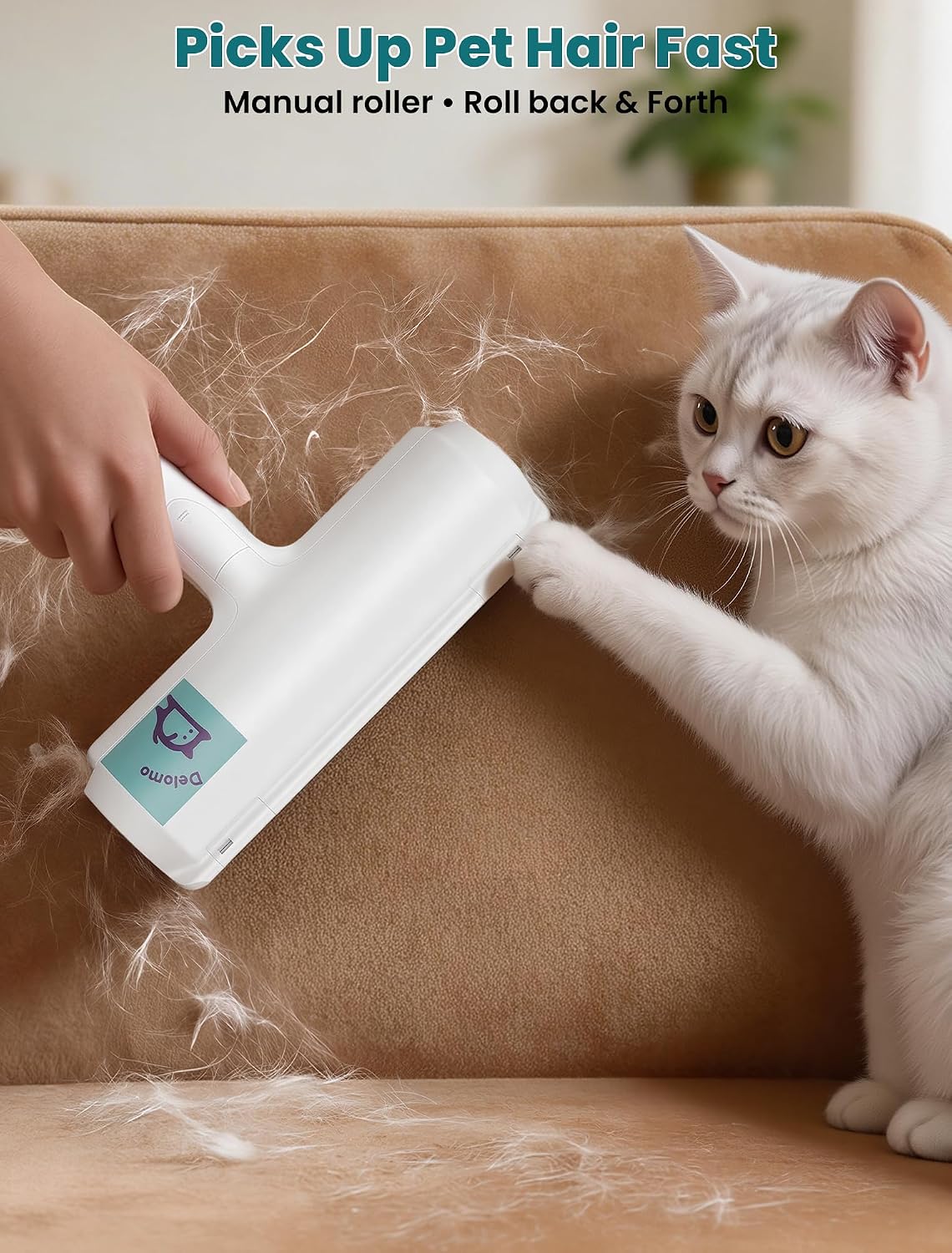 DELOMO Pet Hair Remover Roller, Reusable Lint Roller for Dog and Cat Hair