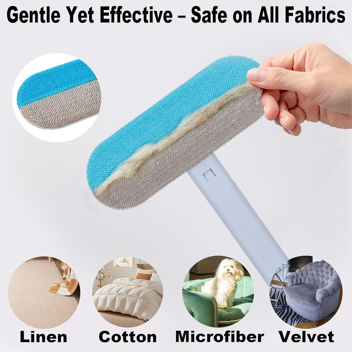Pet Hair Remover for Furniture-17.3" Reusable Lint Brush for Dog & Cat Hair