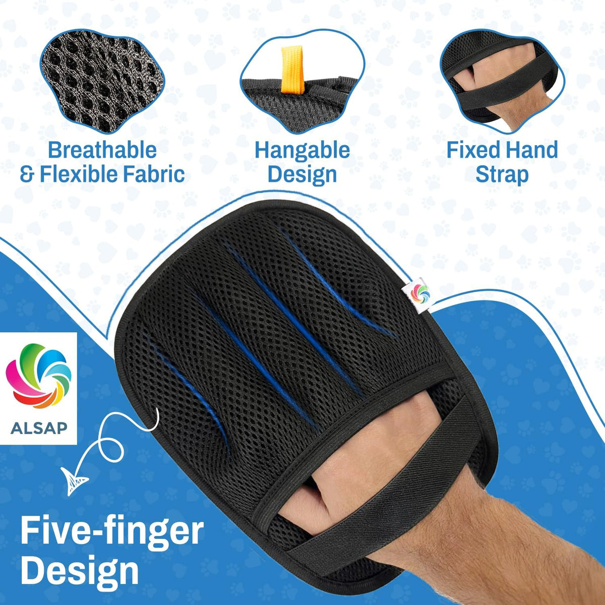 Pet Hair Removal Gloves for Dogs & Cats | Electrostatic Reusable Fur Remover Mitt for Furniture, Carpet & Clothes, Couch Car| Pet Fur Cleaning Tool with Carpet Scraper (Black - 1 Pc)