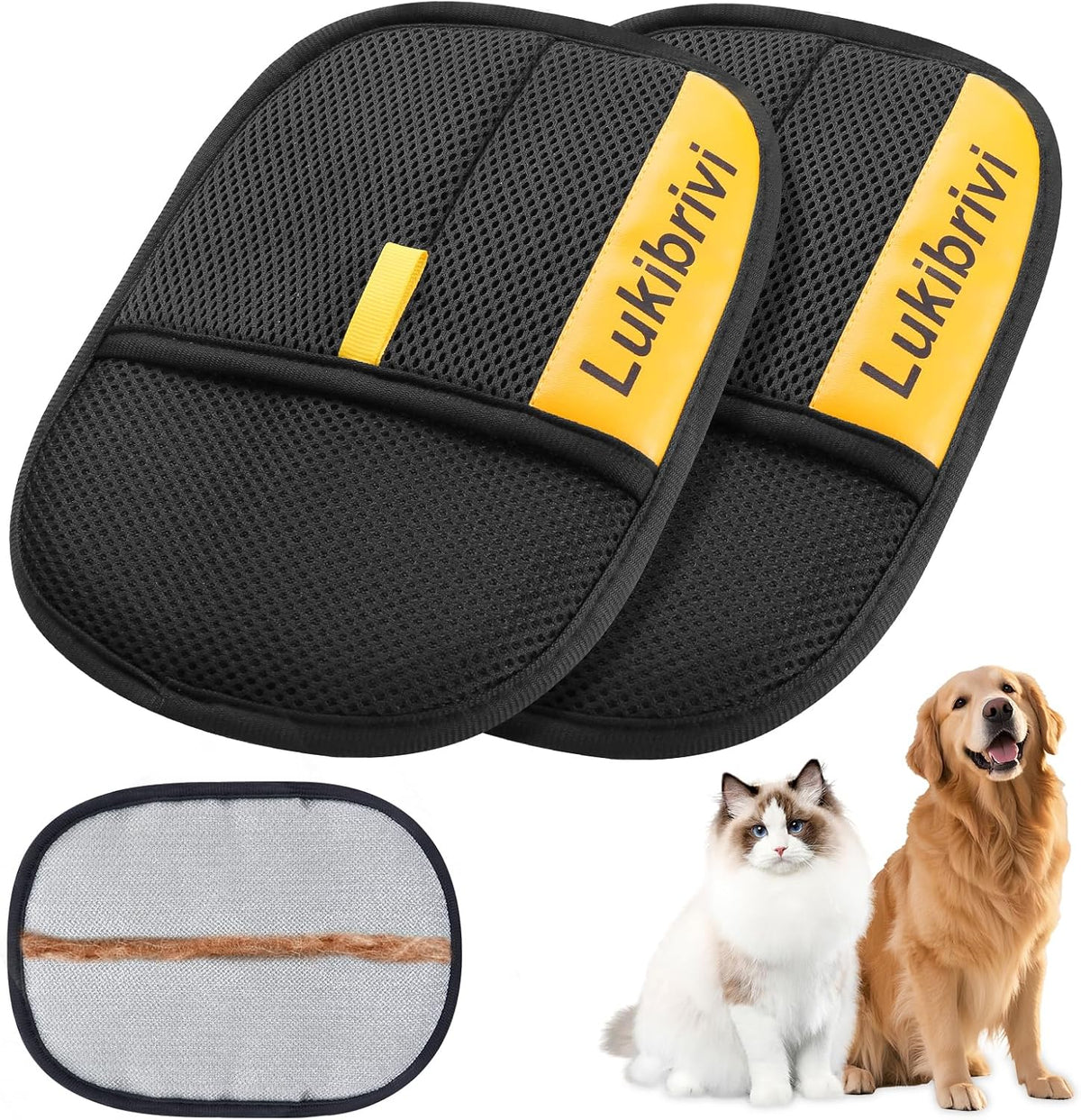 Pet Hair Removal Glove for Dogs & Cats - Upgraded Reusable Electrostatic Pet Hair Glove, Gentle Grooming Mitt, Pet Hair Remover Tool for Laundry, Couch, Carpet & Car Seat,2 Pack