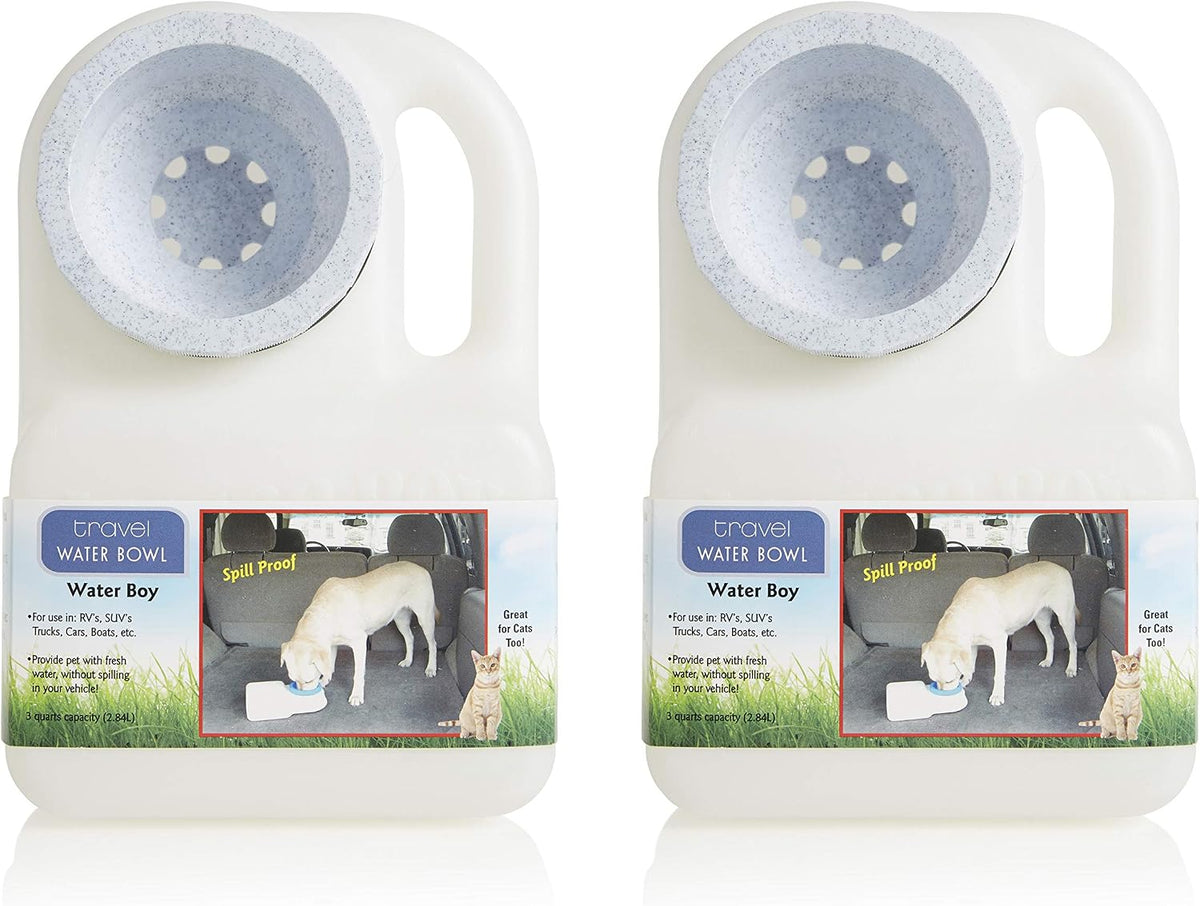 Lixit® Water Boy Portable Travel Dog Bowl - 3 Quart Spill Free Self Filling Pet Water Bowl - Made in USA (White, 1 Pack)