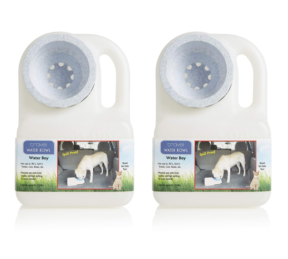 Lixit® Water Boy Portable Travel Dog Bowl - 3 Quart Spill Free Self Filling Pet Water Bowl - Made in USA (White, 1 Pack)