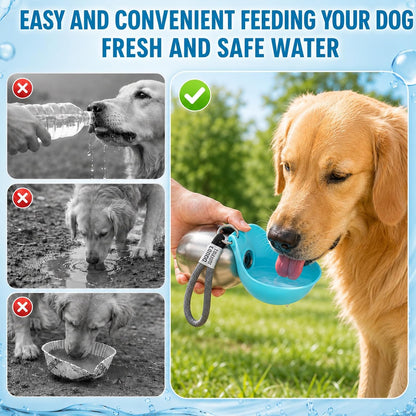 2 in 1 Portable Dog Water Bottle for Dogs,10oz Stainless Steel Portable Dog Water Bottle with Foldable Silicone Bowl, Leak-Proof 2 in 1 Portable Tumbler for Small Dog & Puppy Walking Hiking Outdoor