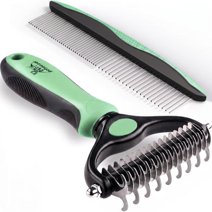 Pat Your Pet Deshedding Brush & Metal Comb Grooming Combo