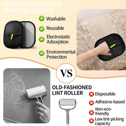 Kivori Pet Grooming Gloves, for Dogs and Cats Hair Removal Reusable Cleaning Brush Electrostatic Fur Mitts for Furniture Bedding Sofa (2PCS)
