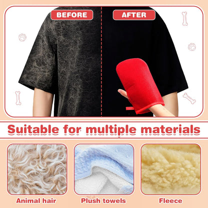 4 Pcs Pet Red Hair Remover Glove Red Reusable Fur Mitt