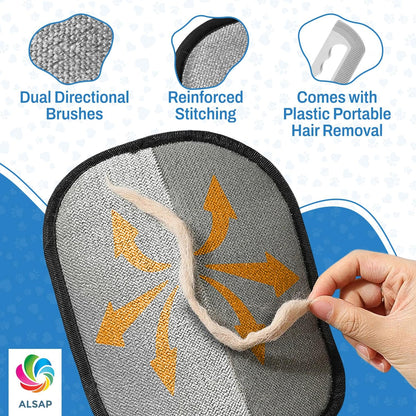 Pet Hair Removal Gloves for Dogs & Cats | Electrostatic Reusable Fur Remover Mitt for Furniture, Carpet & Clothes, Couch Car| Pet Fur Cleaning Tool with Carpet Scraper (Black - 1 Pc)