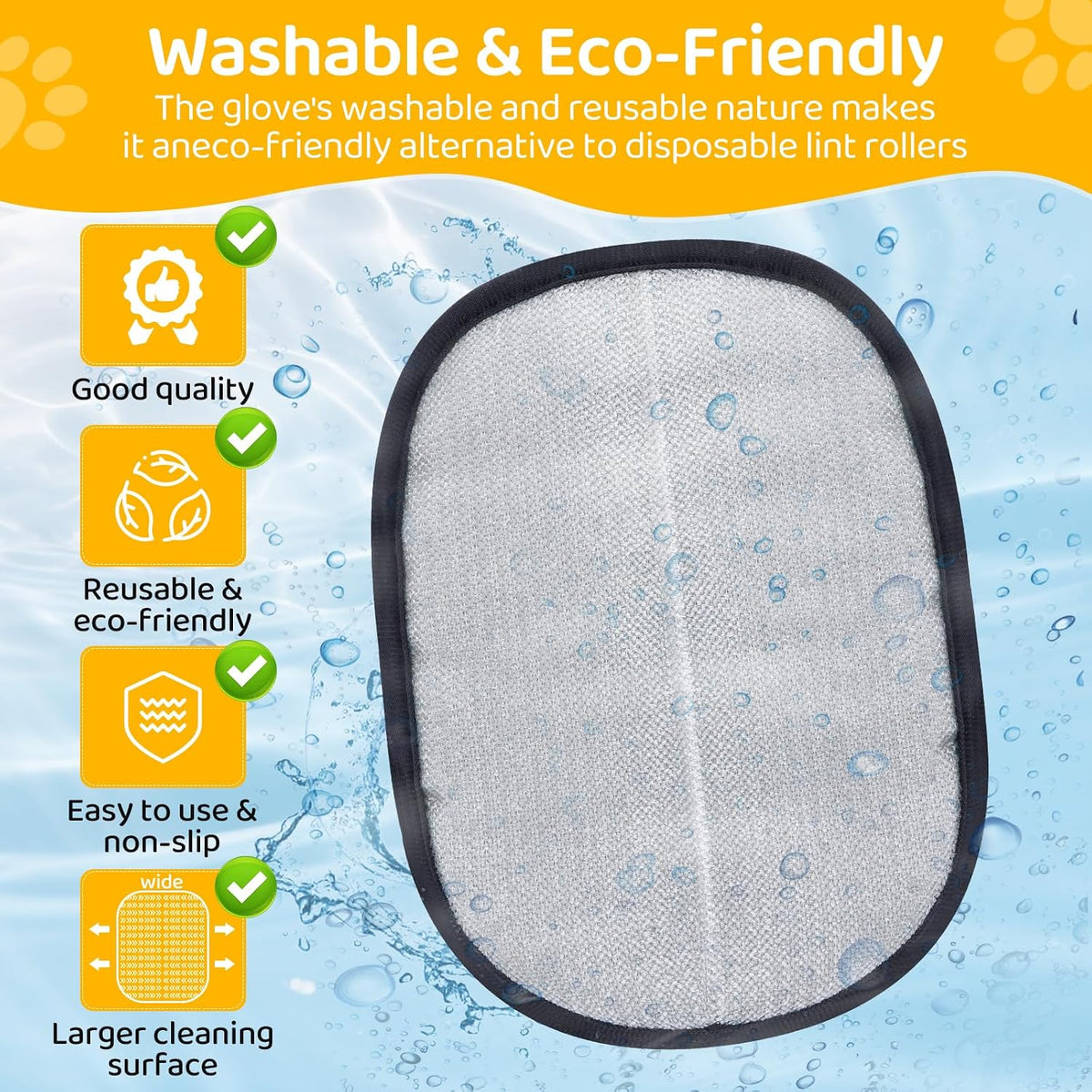 Pet Hair Removal Glove for Dogs & Cats - Upgraded Reusable Electrostatic Pet Hair Glove, Gentle Grooming Mitt, Pet Hair Remover Tool for Laundry, Couch, Carpet & Car Seat,2 Pack
