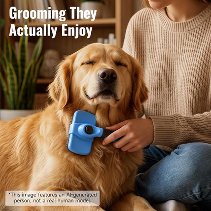 Self-Cleaning Dog Brush for Shedding, Slicker Brush & Grooming Tool