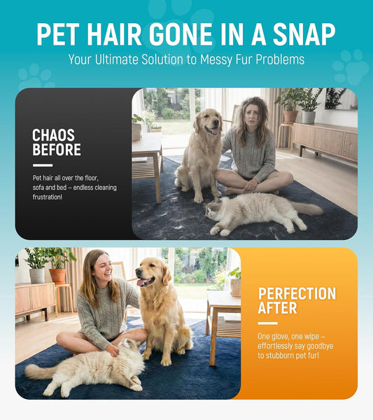 Pet Hair Removal Glove for Cat & Dog, Reusable Electrostatic Hair Remover