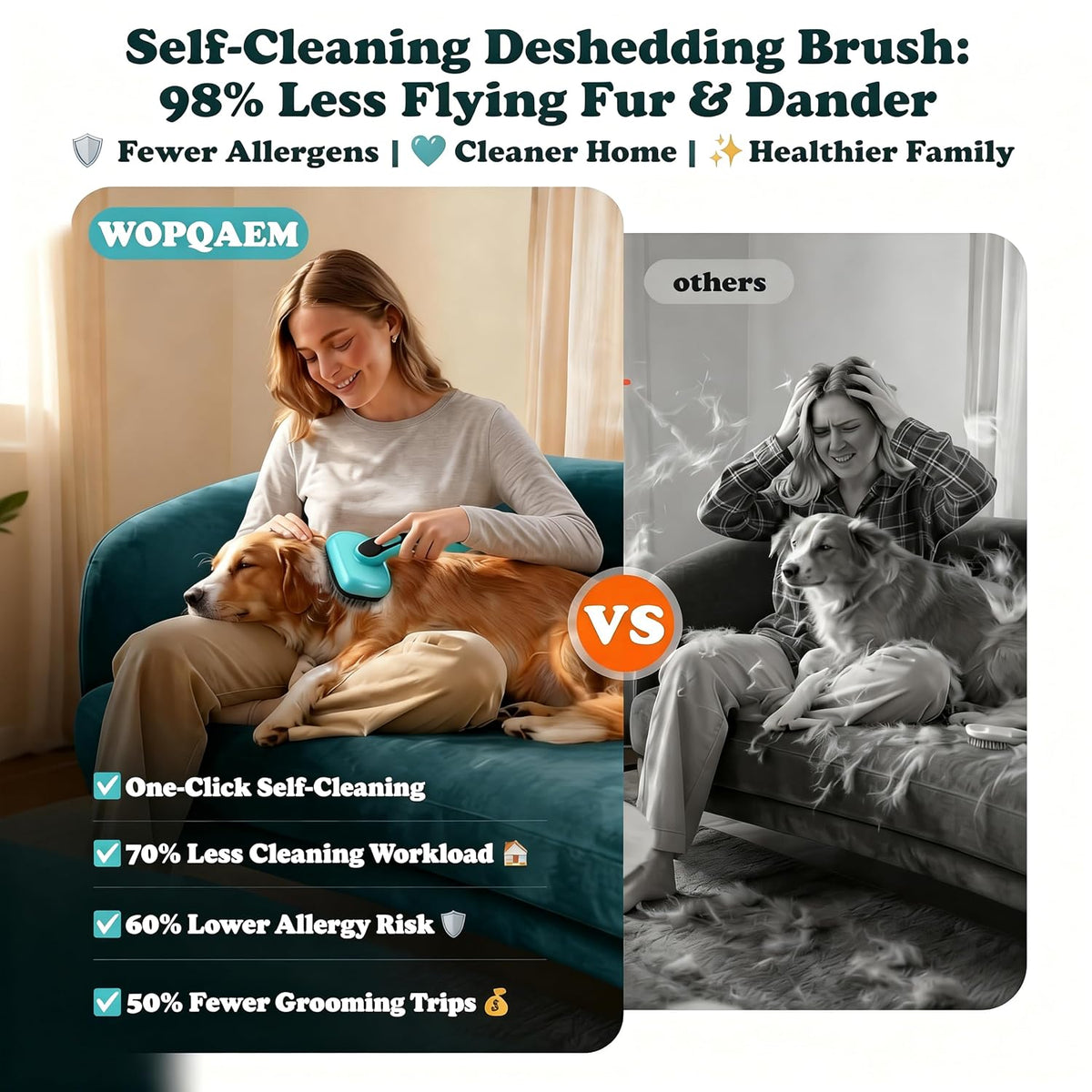 Self Cleaning Slicker Brush for Dog and Cat Shedding