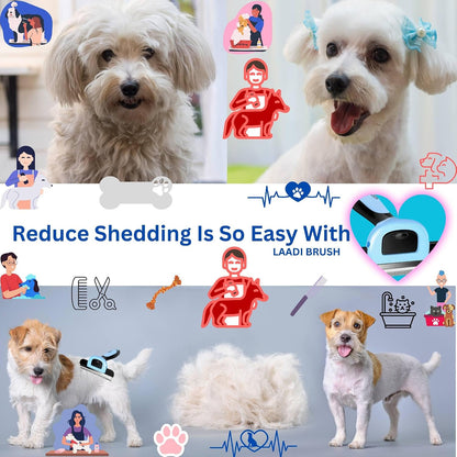 LAADI Deshedding Tool for Dogs and Cats - Reduces Shedding by Up to 95% in Less Than 10 Minutes - Professional Grooming Brush for All Hair Types - Ergonomic Design and Skin Massage Needles - Blue