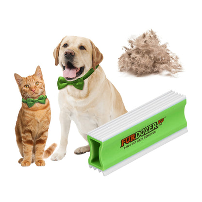 FurDozer Pet Hair Remover & Auto Detailing Tools - Cat & Dog Hair Remover for Carpets, Car Interiors, Couches, Bedding, & Pet Furniture (Gray, X3 PRO - 5" Long)