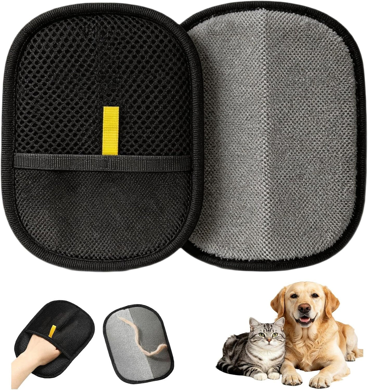 2PCS Static Pet Hair Remover Gloves Reusable Grooming for Cat & Dog