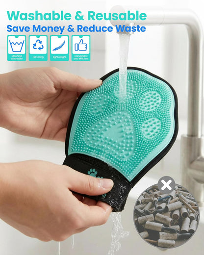 Pet Hair Removal Glove for Dogs & Cats, Double-Sided Grooming Glove