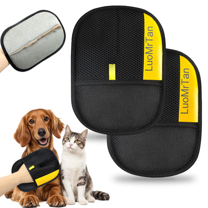 2 Pack Pet Hair Removal Gloves, Reusable Electrostatic Pet Hair Remover, Newly Upgraded Efficient Lint Remover Tool for Dog & Cat Hairfor Couch, Furniture, Car Seat, Carpet, Clothing