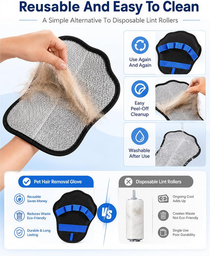 Pet Hair Removal Glove, Electrostatic Fur Remover for Couch, Bed & Car
