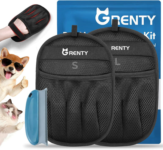 GRENTY 2 PCS Pet Hair Removal Glove for Dogs & Cats