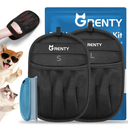 GRENTY 2 PCS Pet Hair Removal Glove for Dogs & Cats