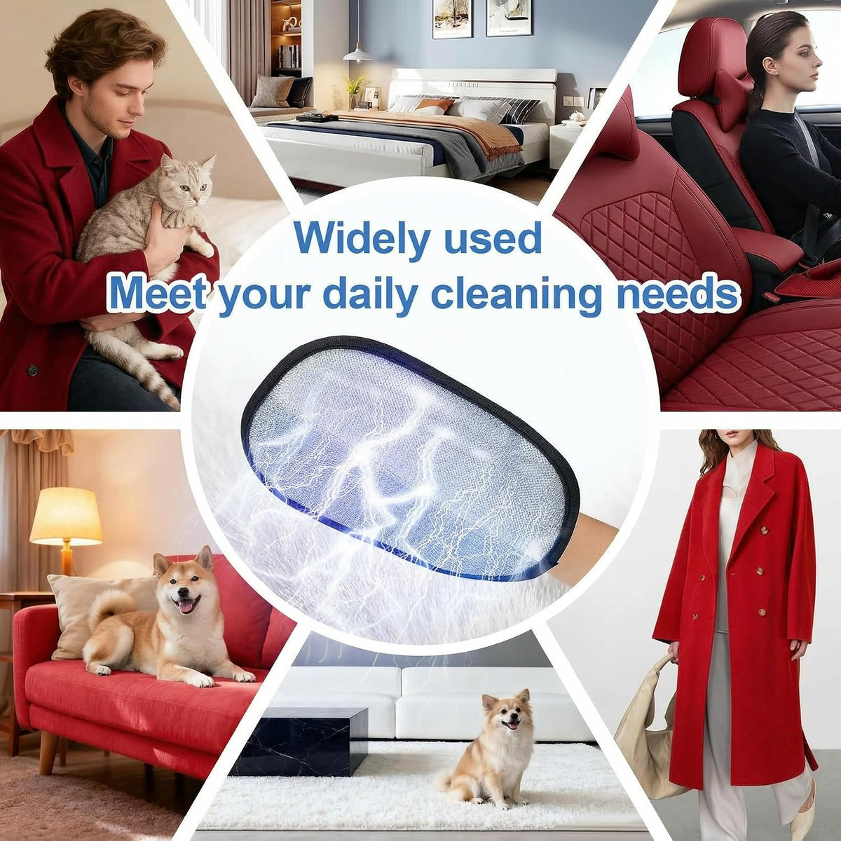 Pet Hair Removal Glove, 2Pcs Upgraded Five-Finger Electrostatic Hair Remover Glove, Reusable Pet Hair Remover Tool for Laundry, Couch, Carpet, Car Seat & Furniture