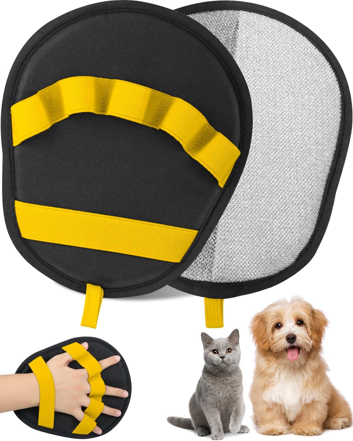 Pet Hair Removal Glove, Dog Cat Hair Mitt Glove,Yellow