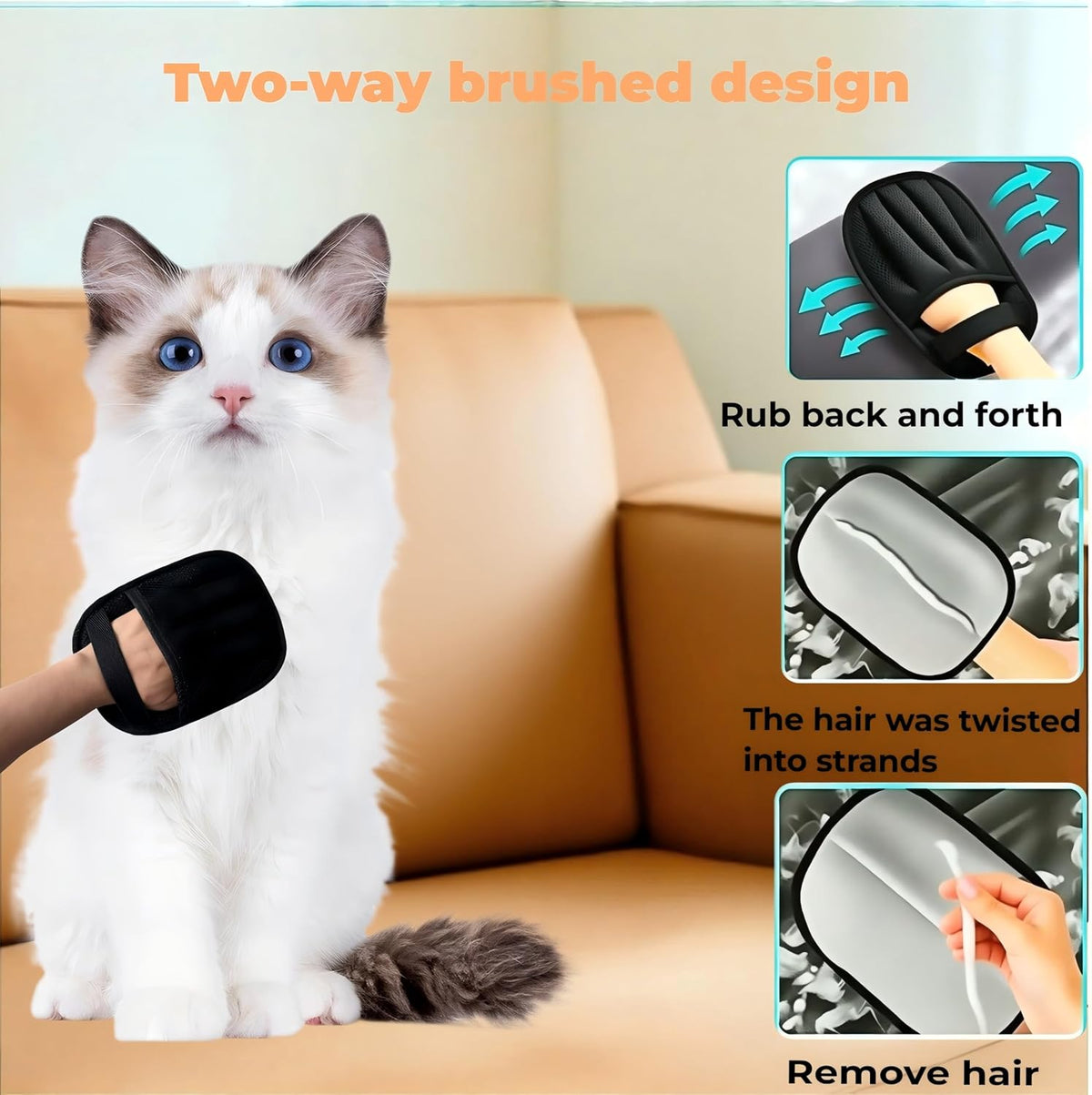 Pet Hair Removal Glove for Dogs & Cats, Electrostatic Reusable Fur Remover